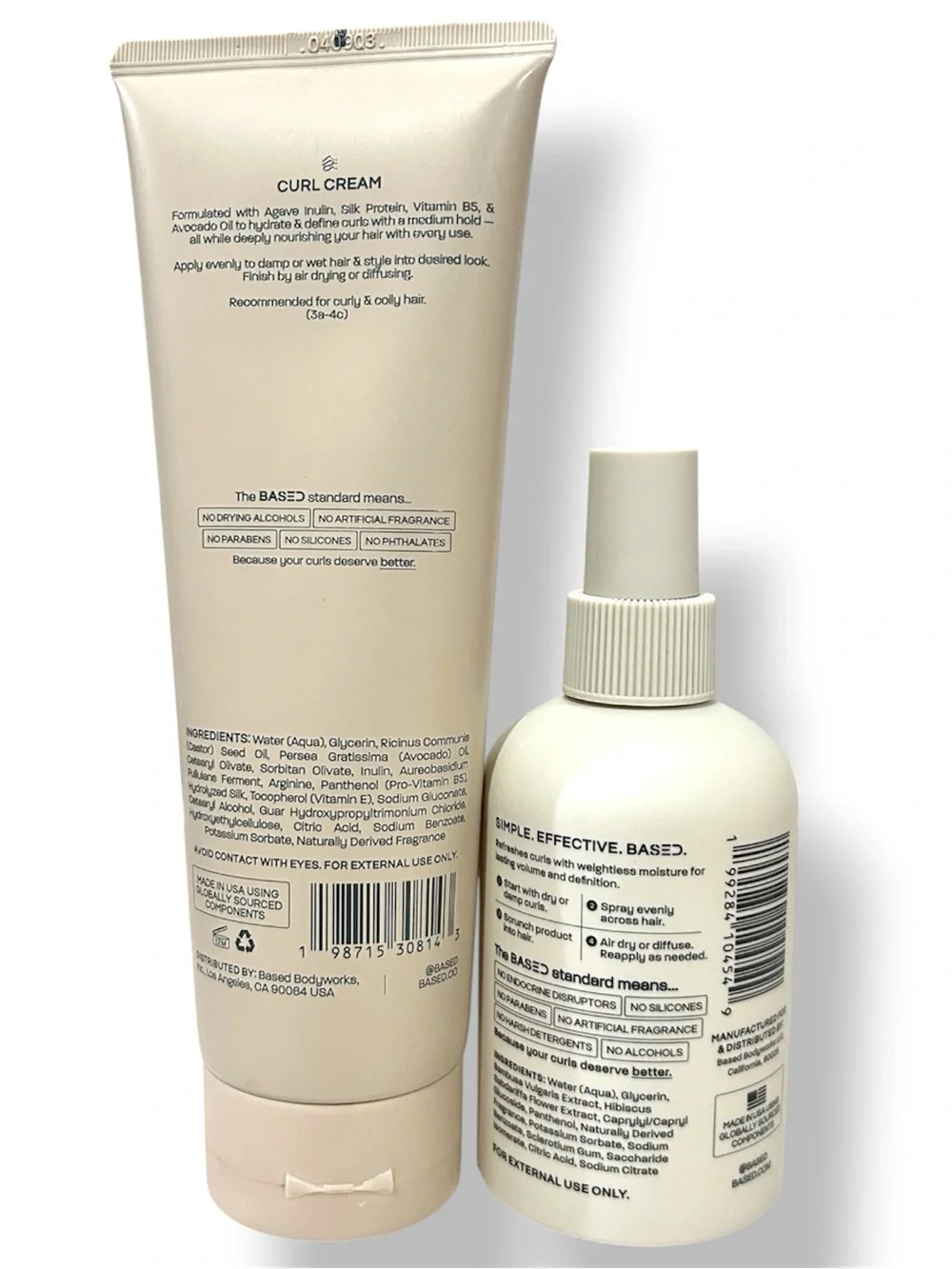 BASED Bodyworks Curl Cream + Curl Refresh Spray Bundle New 6.8oz